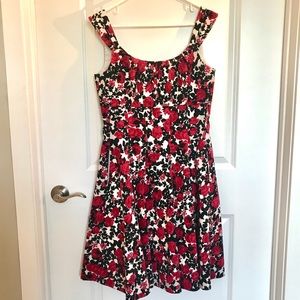 White House Black Market Red Floral Career Dress